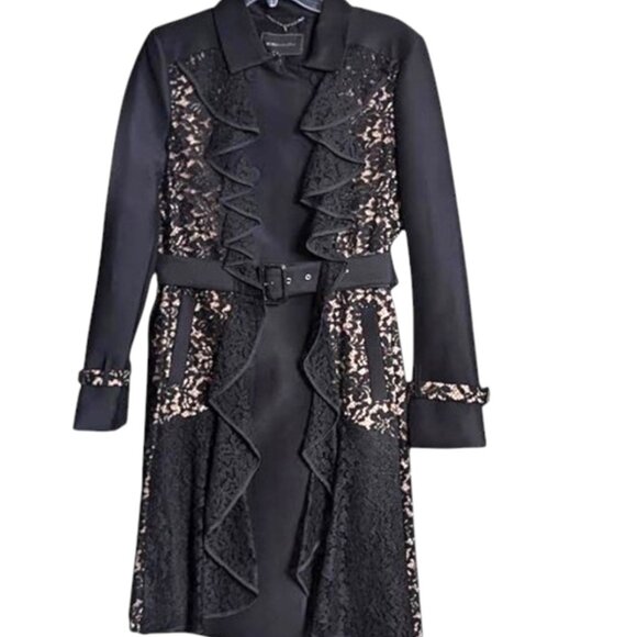NWT BCBGMaxAzria Iconic "Emmett" Lace Trench Coat Size L - Picture 2 of 7